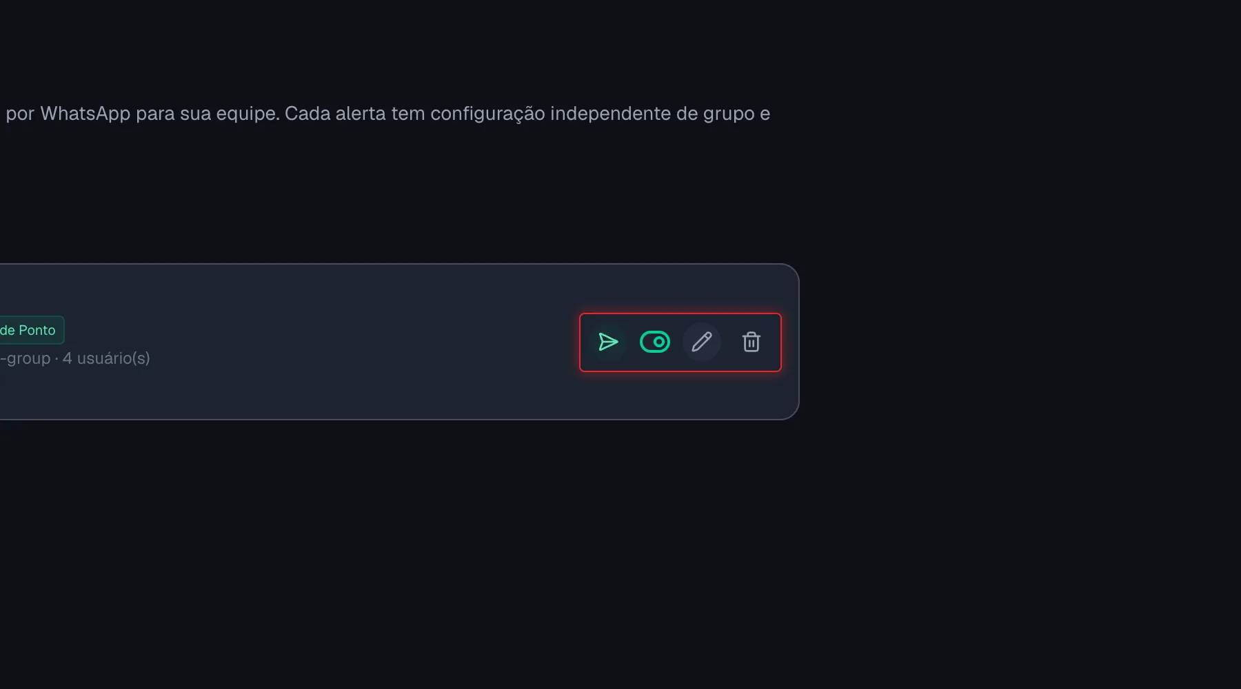 Botões de ação de um alerta