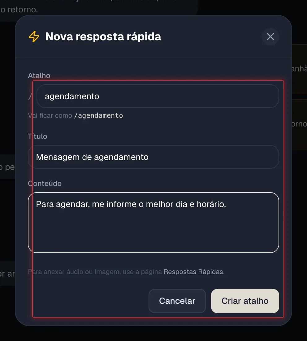 Janela Nova resposta rápida aberta a partir do Inbox